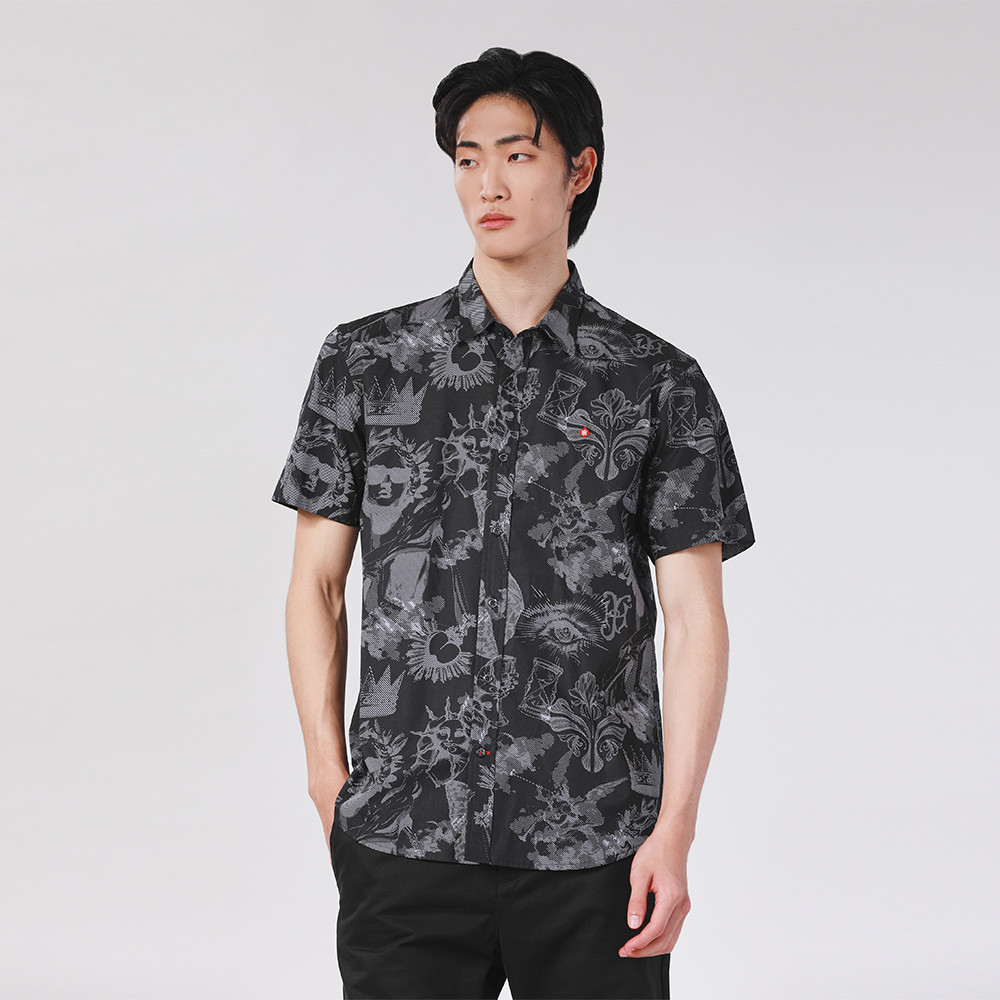 John Henry เสื้อเชิ้ตผู้ชายแขนสั้น ทรงเข้ารูป รุ่น JH F424MSSSM32 - สีดำ