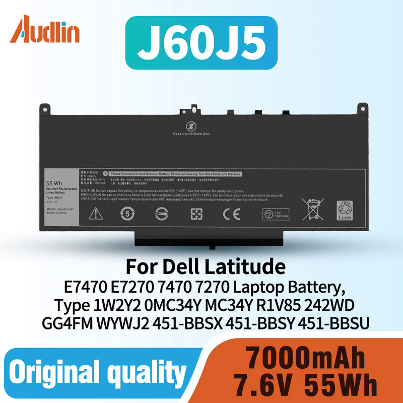 แบตเตอรี่ J60J5 E7270 MC34Y สำหรับ Dell Latitude E7470 E7270 7470 7270 GG4FM E7470 451-BBSY R1V85 24