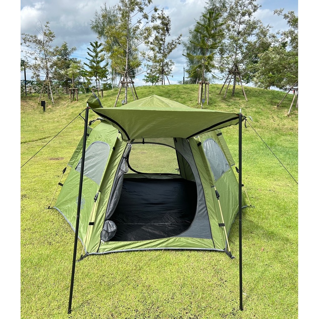 CFX  Tent  เต็นท์ กลางแจ้ง ตั้งแคมป์ Awning Room เต้นท์กันน้ำ เต๊นท์สปริง เต็นท์หกเหลี่ยมใหญ่หนา2-3ค