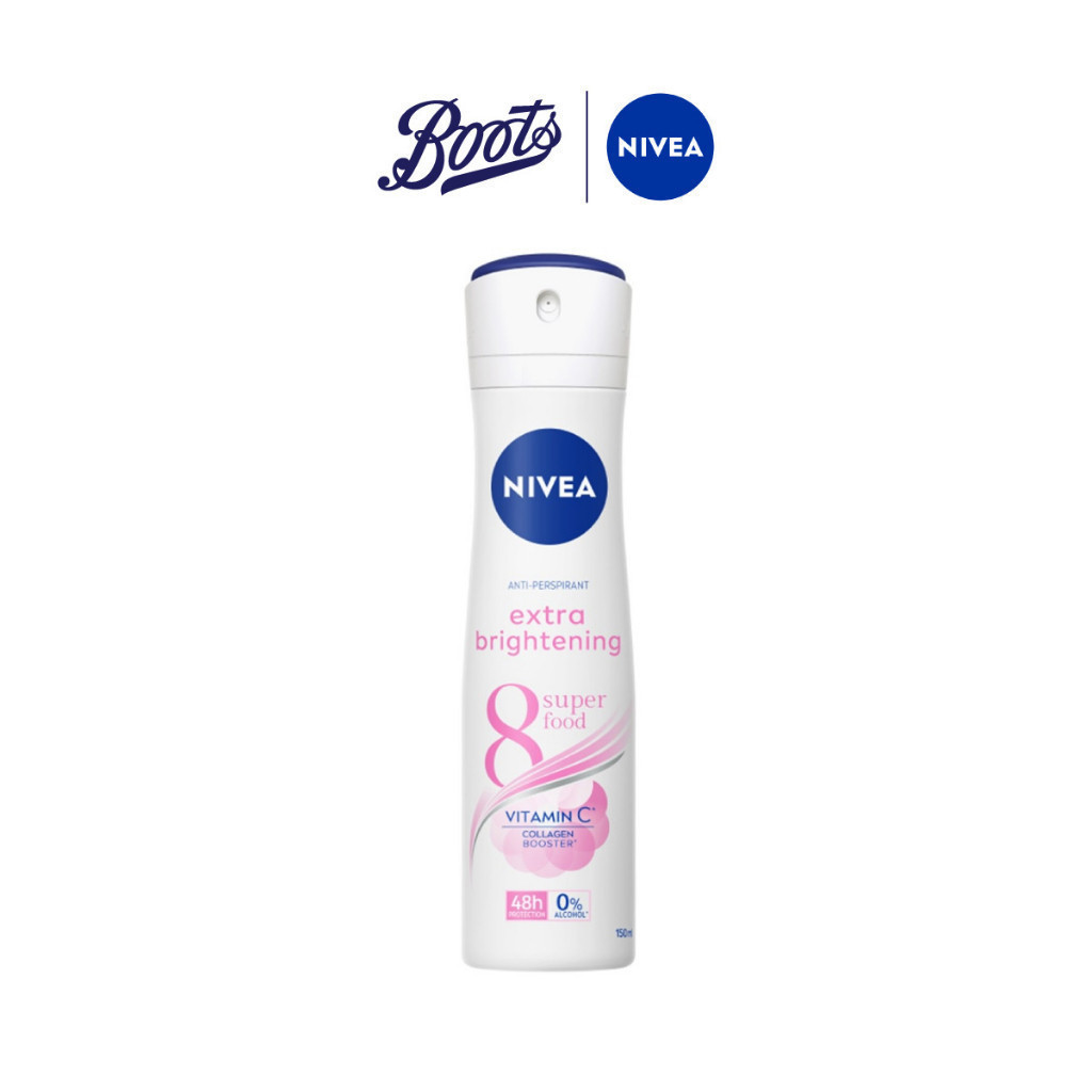 Nivea นีเวีย สเปรย์ระงับกลิ่นกาย สูตรเอ็กซ์ตร้า ไวท์เทนนิ่ง 150 มล. : Nivea Extra Brightening 150ml.