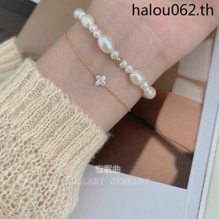 สร้อยข้อมือเงินแท้ เกรด s925 จี้ใบโคลเวอร์สี่แฉก หรูหรา สําหรับผู้หญิง