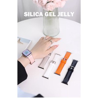 Jellyสายนาฬิกาข้อมือซิลิโคน พร้อมเคส สําหรับ iWatch Series7/6/SE/5/4/3 45mm 41mm 44mm 49mm 40mm 38mm วัสดุ TPU