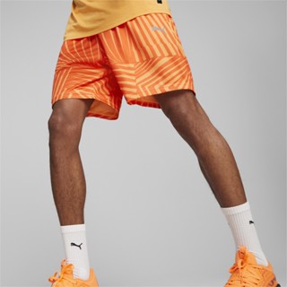 PUMA BASKETBALL - กางเกงบาสเก็ตบอลขาสั้นชายสกรีนลาย Baseline สีส้ม - APP - 53861901