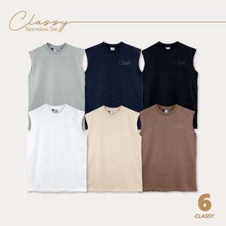 URTHE_CLASSY - เสื้อยืด แขนกุด สีพื้น 6 สี S M L XL 2XL