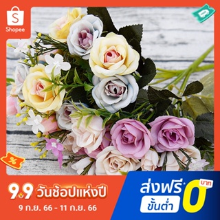 Pota ช่อดอกกุหลาบประดิษฐ์ 5 กิ่ง สไตล์ยุโรป สําหรับตกแต่งบ้าน 1 ช่อ