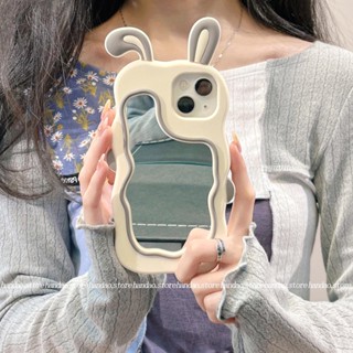 ใหม่ เคสโทรศัพท์มือถือแบบกระจก ลายกระต่ายน่ารัก สามมิติ สําหรับ Iphone 14 13promax 12pro