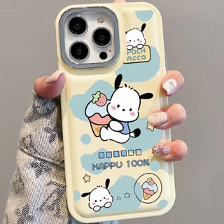 เคสโทรศัพท์มือถือแบบนิ่ม ลายวัว Pochacco พร้อมเลนส์โลหะ สําหรับ iPhone 14Promax 13 12 11 7Plus X XR xsmax