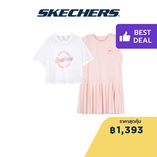 Skechers สเก็ตเชอร์ส ชุดเสื้อยืดและกางเกงเด็กผู้หญิง Girl Set Apparel - P223G008-02P1