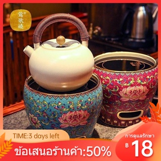 ✟❖♦ไต้หวัน Yingge เตาเครื่องปั้นดินเผาไฟฟ้าในครัวเรือนเคลือบสีสูงเงียบเตาชากาต้มน้ำเหล็กหม้อเงินเครื่องชงชาเตาชาระดับไฮเ