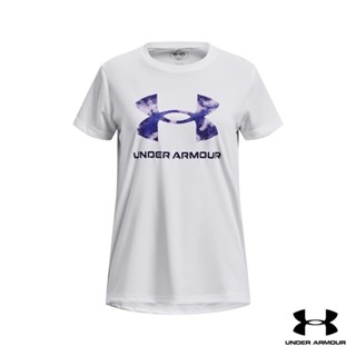 Under Armour UA Girls Tech™ Print Fill Big Logo Short Sleeve อันเดอร์ อาร์เมอร์ เสื้อออกกำลังกายสำหรับเทรนนิ่ง