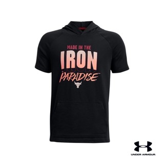 Under Armour UA Boys Cotton Short Sleeve Hoodie เสื้อฮู้ดดี้แขนกุด เทรนนิ่ง สำหรับเด็กผู้ชาย สำหรับเทรนนิ่ง