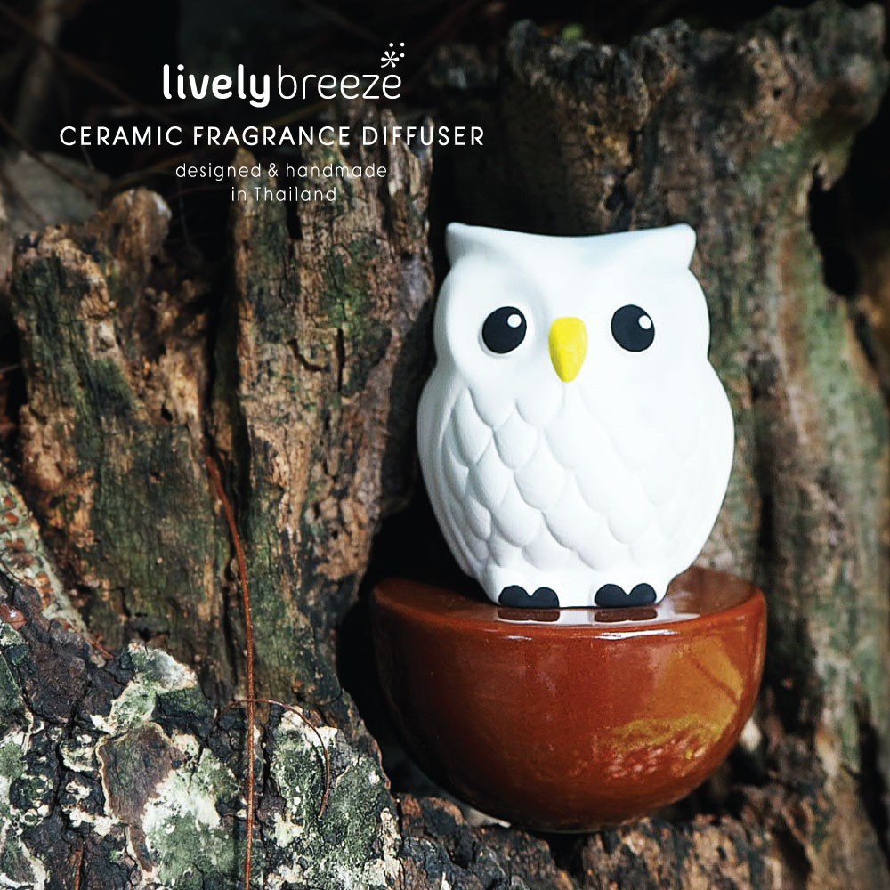 LIVELY BREEZE เครื่องหอมเซรามิกรูปนกฮูก (Blinky Owl Ceramic Diffuser) HAND MADE in THAILAND