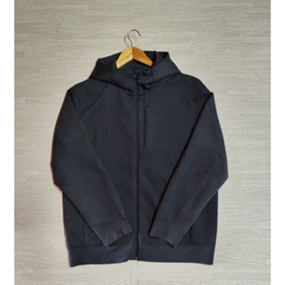 Uniqlo Stretch Dry Sweat Long Sleeve Full-Zip Hoodie เสื้อสเวตเตอร์ มีฮู้ด สีเทาเข้ม Size L ชาย มือ2