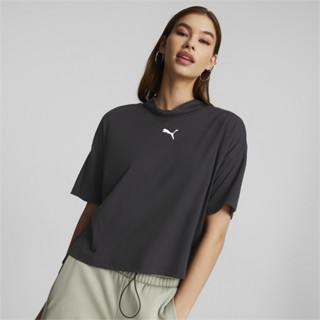 PUMA BASICS - เสื้อยืดคอสูงผู้หญิง Open Road High Neck Tee สีดำ - APP - 67165401