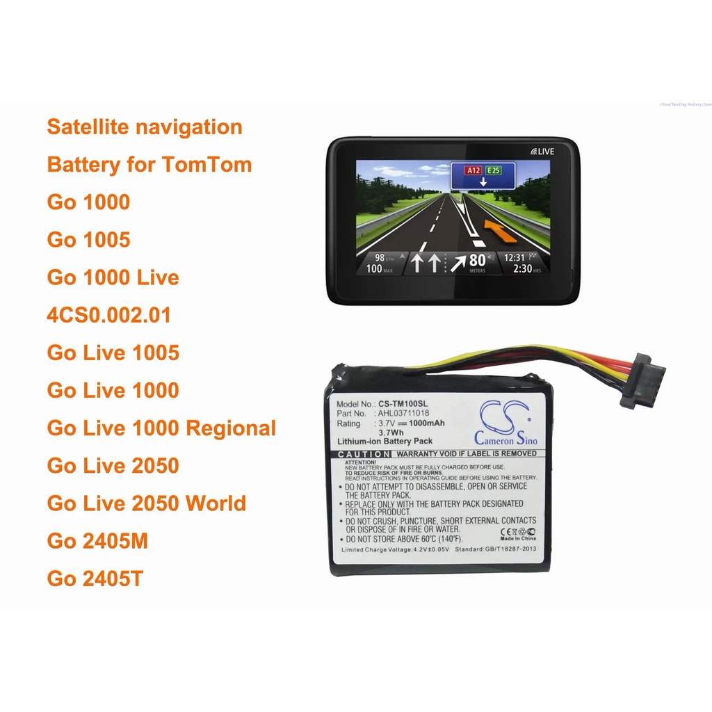 M3OT 1000mAh Battery AHL03711018, VF1C for TomTom Go 1000, 1000 Live, 1005, 2405M, 2405T,  Go Live 2