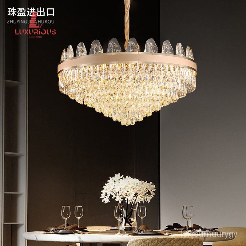 Light Luxury Restaurant Chandelier Hotel Lobby Luxury Villa round Crystal Chandelier Creative Post-M