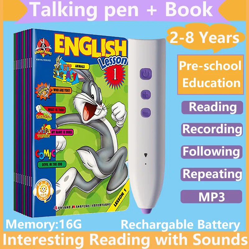765 Hot selling Early Education Language Learning Machine Talking Pen and Book For Preschool Kids 2-