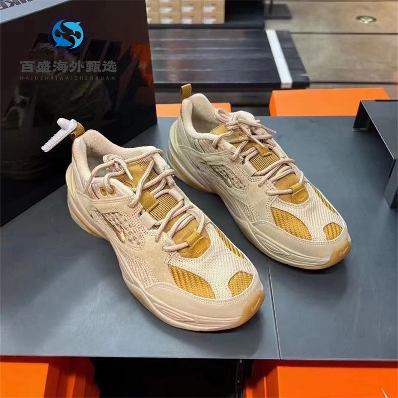 ﹍Nike M2K Tekno SP รองเท้าพ่อสีเทาข้าวสาลีรองเท้าวิ่งลำลองสำหรับผู้ชายและผู้หญิง BV0074-200