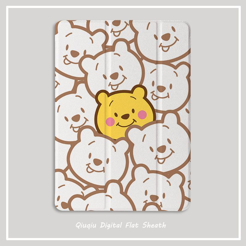 Simple cute bear เคสไอเเพด 10.2 gen 7 8 9 case pen slot iPad air 1 2 3 4 5 mini 4/5/6 เคส iPad 2022 pro11 gen10 cover