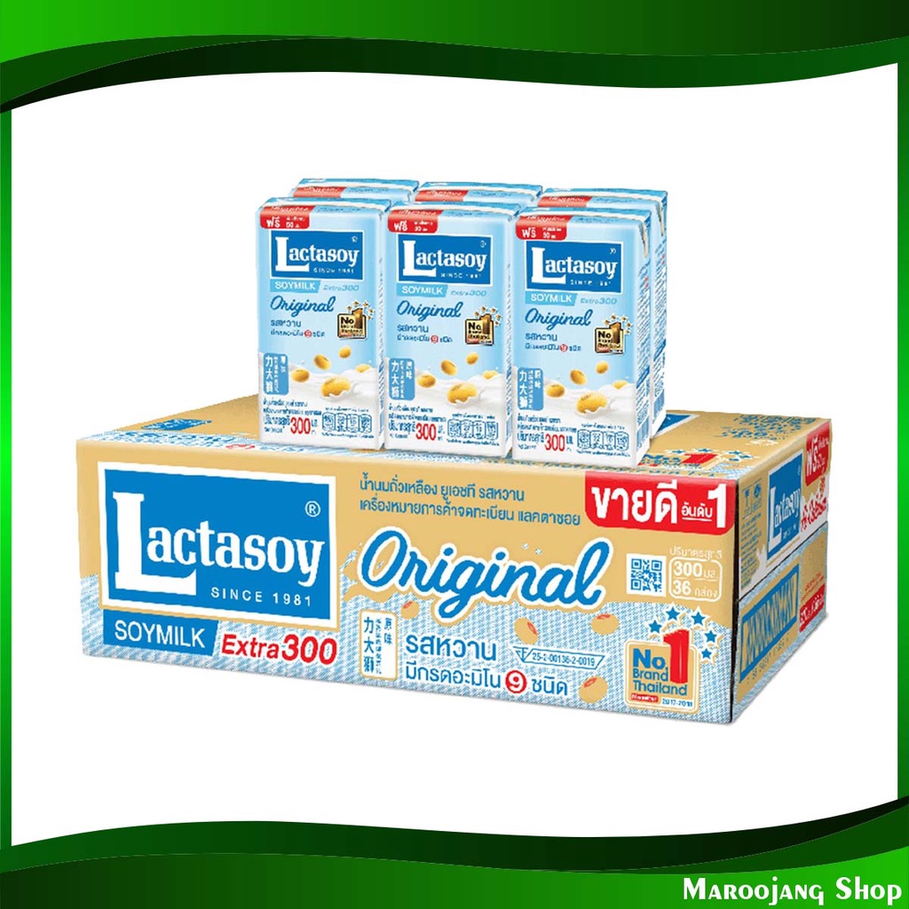 นมถั่วเหลือง ยูเอชที รสหวาน แลคตาซอย 300 มล(36กล่อง) UHT Soy Milk Sweet Flavor Lactasoy