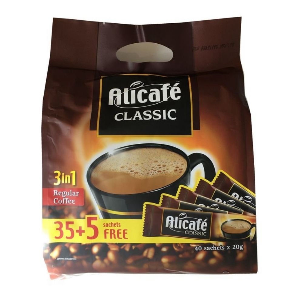 ▤❍กาแฟ alicafe นำเข้าจากมาเลเซียดั้งเดิม 40 แท่ง 800g ผงกาแฟสามในหนึ่งเดียวผลิตล่าสุด
