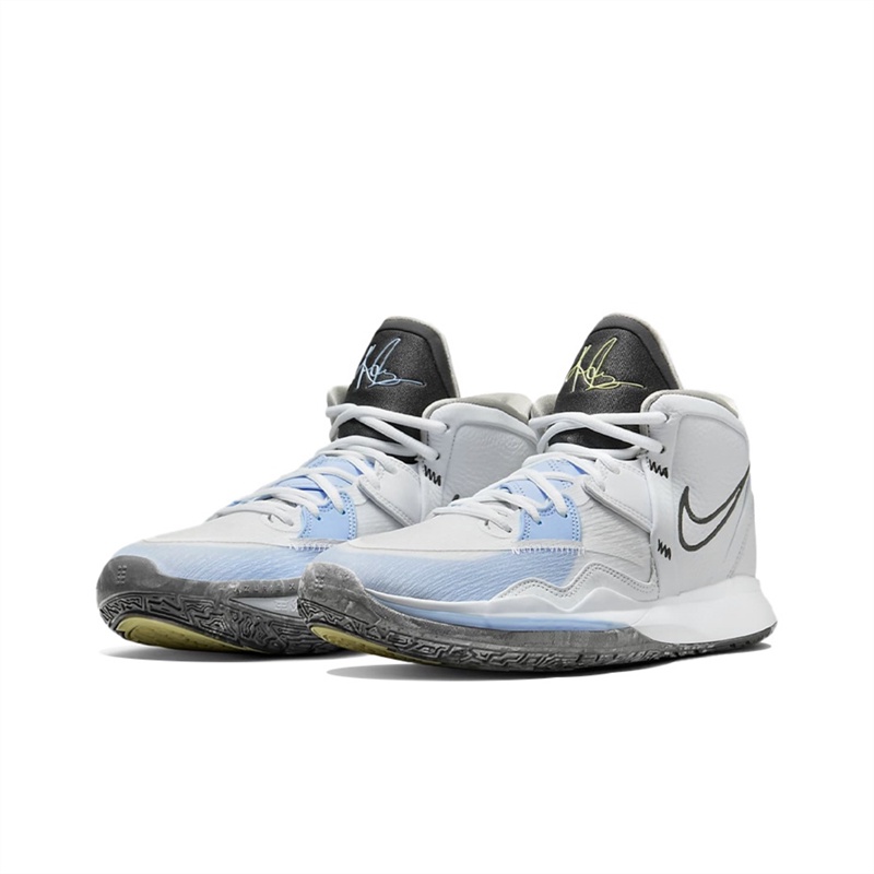 ♝☑Nike Kyrie 8 White Ice Blue Mid-top รองเท้าบาสเก็ตบอลสำหรับผู้ชายและผู้หญิง DC9134-102