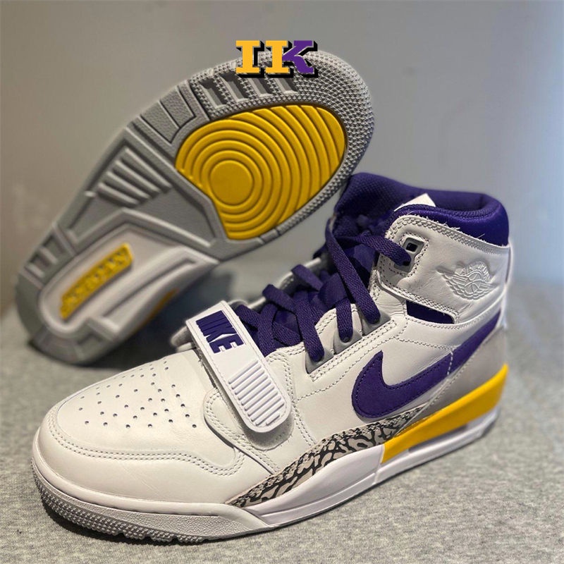 ﹍♘NIKE Air Jordan Legacy AJ312 Lakers beige blue men s and women high-top basketball shoes AV3922-157
