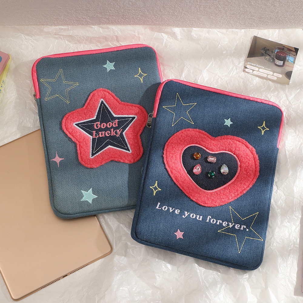 2023 ใหม ่ นักเรียนเกาหลี Fshion Star Heart Pattern แล ็ ปท ็ อปกรณี 11 10.5 10.2 นิ ้ ว