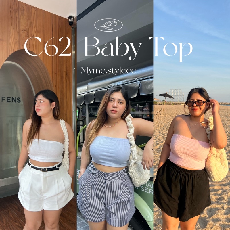 *พร้อมส่ง C62 Baby Top เกาะอกสาวอวบ - myme.styleee