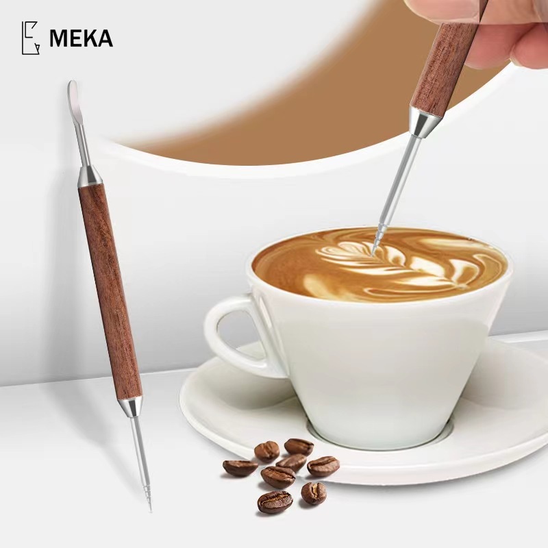 [St.Coco Cafe]ปากกาวาดลายกาแฟ ลาเต้ อาร์ต สแตนเลส ด้ามไม้ 13.5 ซม. อุปกรณ์ร้านกาแฟ Latte art pen - รูปที่ 5