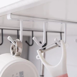 [St.Coco Cafe]ตะขอแขวนของ แขวนของ 6 อัน ไม่ต้องเจาะผนัง ใช้งานง่าย เพียงแขวนเสียบกับฐานชั้นของตู้ครัว