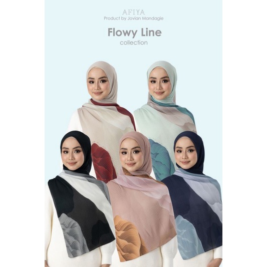 Jovian x Afiya Hijab | Flowy Line Series Printed Pleated Long Shawl