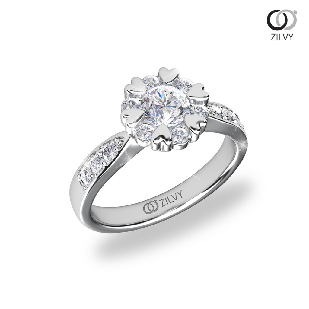 Zilvy - แหวนหญิงเพชรน้ำร้อย 0.54 กะรัต ตัวเรือนทองคำขาว (GR1224)