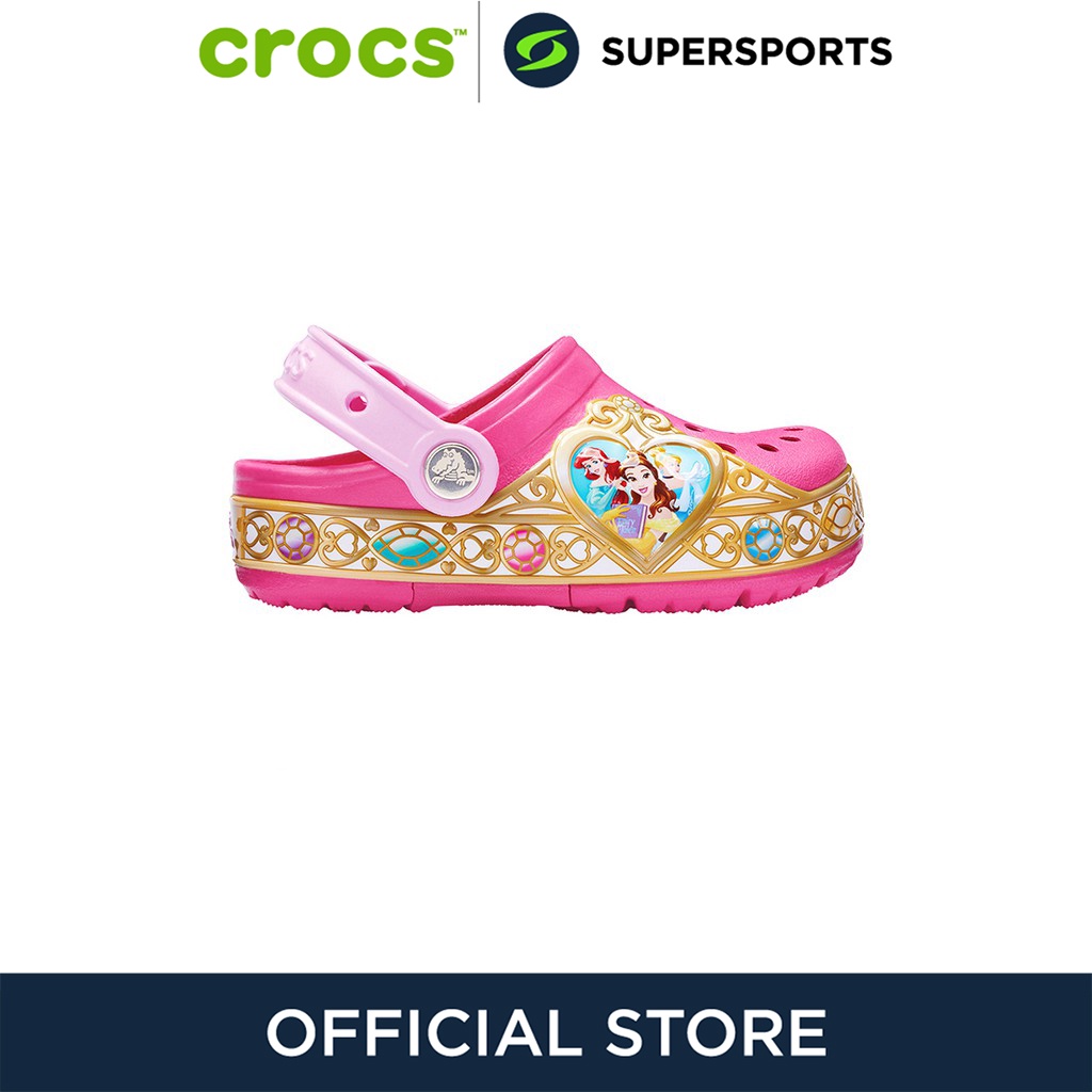 CROCS รองเท้าลำลองเด็กผู้หญิง รุ่น Disney Princess Lts Clog สี Vibrant Pink