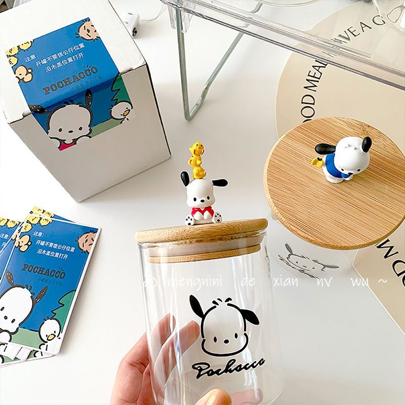 [พร้อมส่ง] Sanrio โหลแก้วซีล เกรดอาหาร พร้อมฝาปิดไม้ สําหรับเก็บอาหาร สุนัข