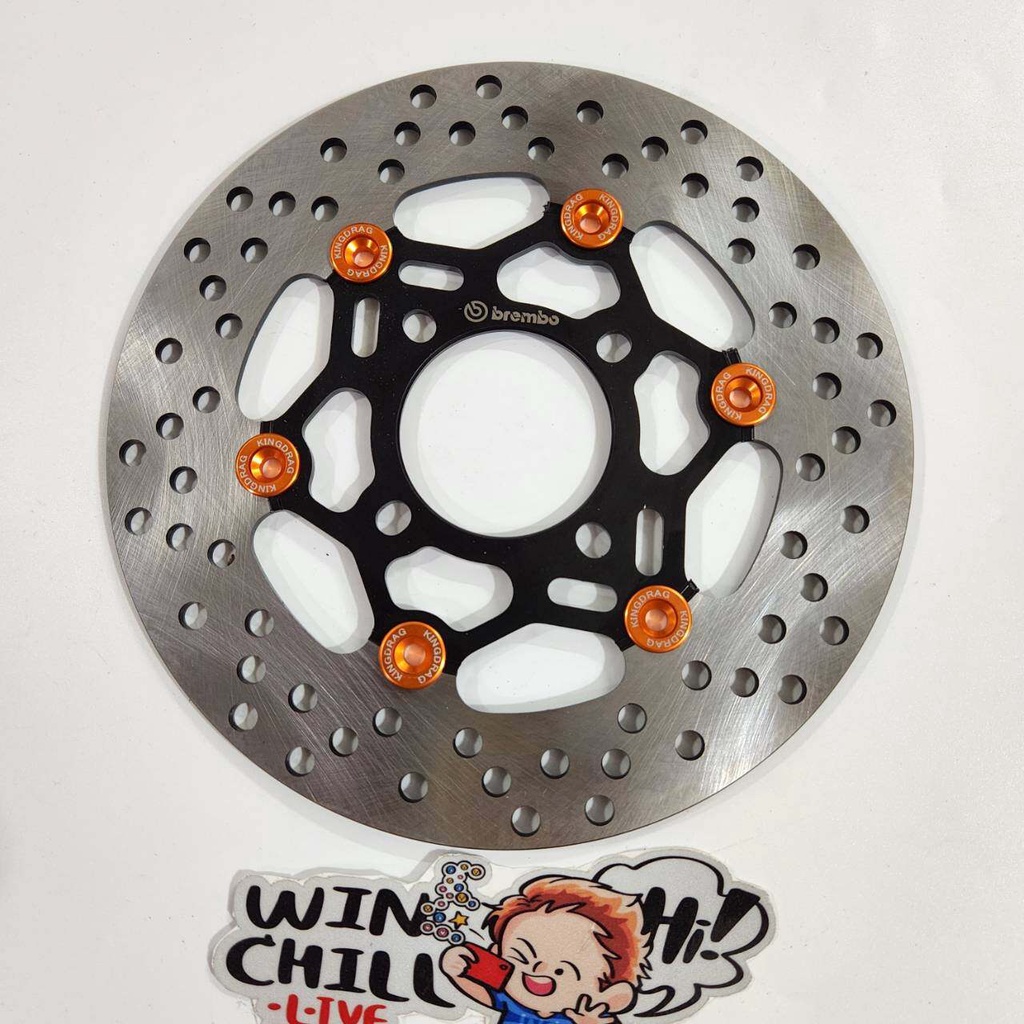 จานดิสเบรค จานทูปิเตอร์ แดร็กไบค์ ดำหมุดส้ม จานดิสเบรค 220 มิล WAVE110i / WAVE125 ปลาวาฬ / TZR / SPARK135 / MSX / NOUVO
