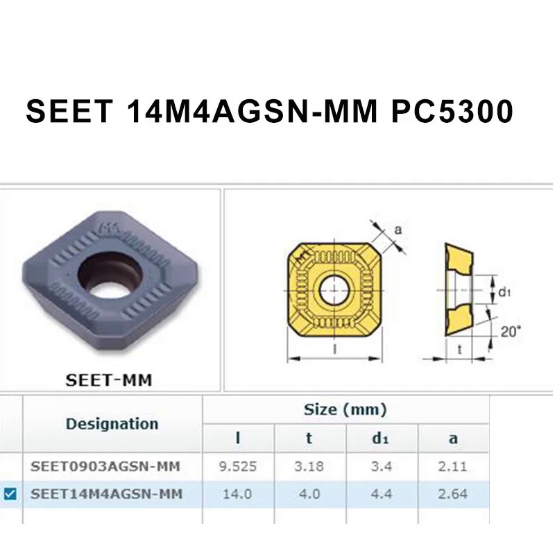 10PCS SEET 14M4AGSN MM CNC Oringinal Carbide Milling Inserts เครื่องกลึง Tools