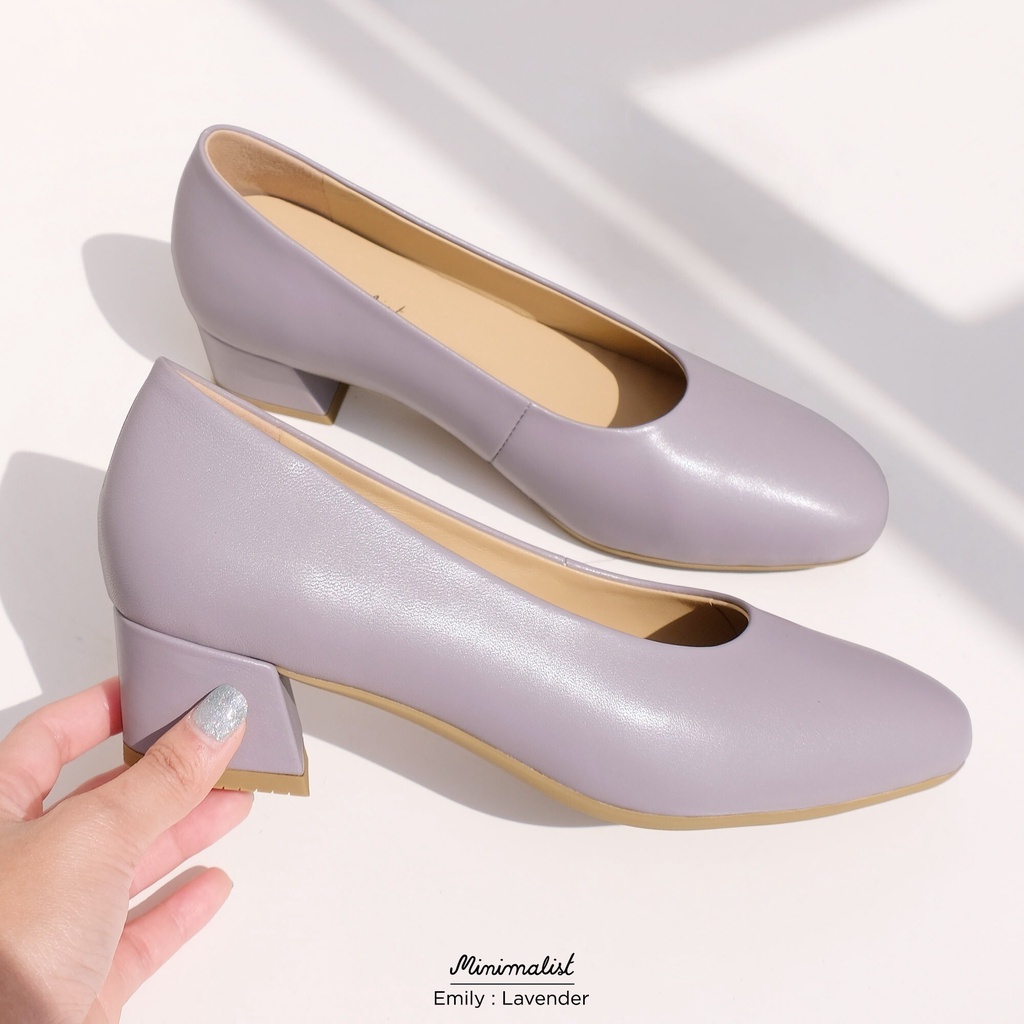 𝐌𝐈𝐍𝐈𝐌𝐀𝐋𝐈𝐒𝐓 รองเท้าคัทชูส้นสูงหนังแกะ รุ่น Emily (lavender) สูง 1.5 นิ้ว หน้าเท้ากว้างใส่ได้สบาย ทรงสวย ถูกระเบียบ