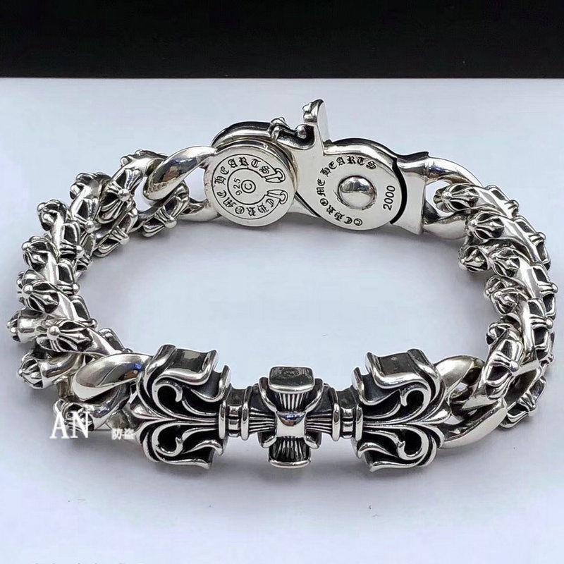 Chrome Hearts สร้อยข้อมือเงินแท้ เกรด s925 จี้รูปเถาวัลย์ ดอกไม้ ประดับหัวเข็มขัดโครเมี่ยม สไตล์เรโทร แฟชั่นสําหรับผู้ชาย