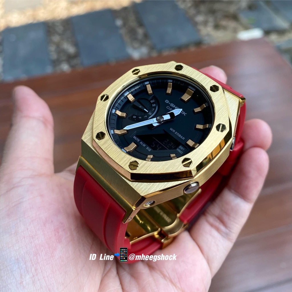 GShock AP Rubber Stainless Red Dragon Ga-2100-1a