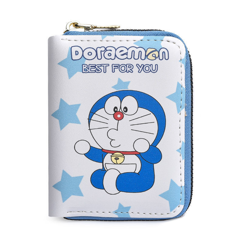 [ขายดี] ใหม่ กระเป๋าใส่เหรียญ กระเป๋าใส่บัตร ลายการ์ตูนโดราเอมอนน่ารัก สีฟ้า สไตล์เกาหลี ญี่ปุ่น ของขวัญวันเกิด สําหรับผู้ชาย และผู้หญิง