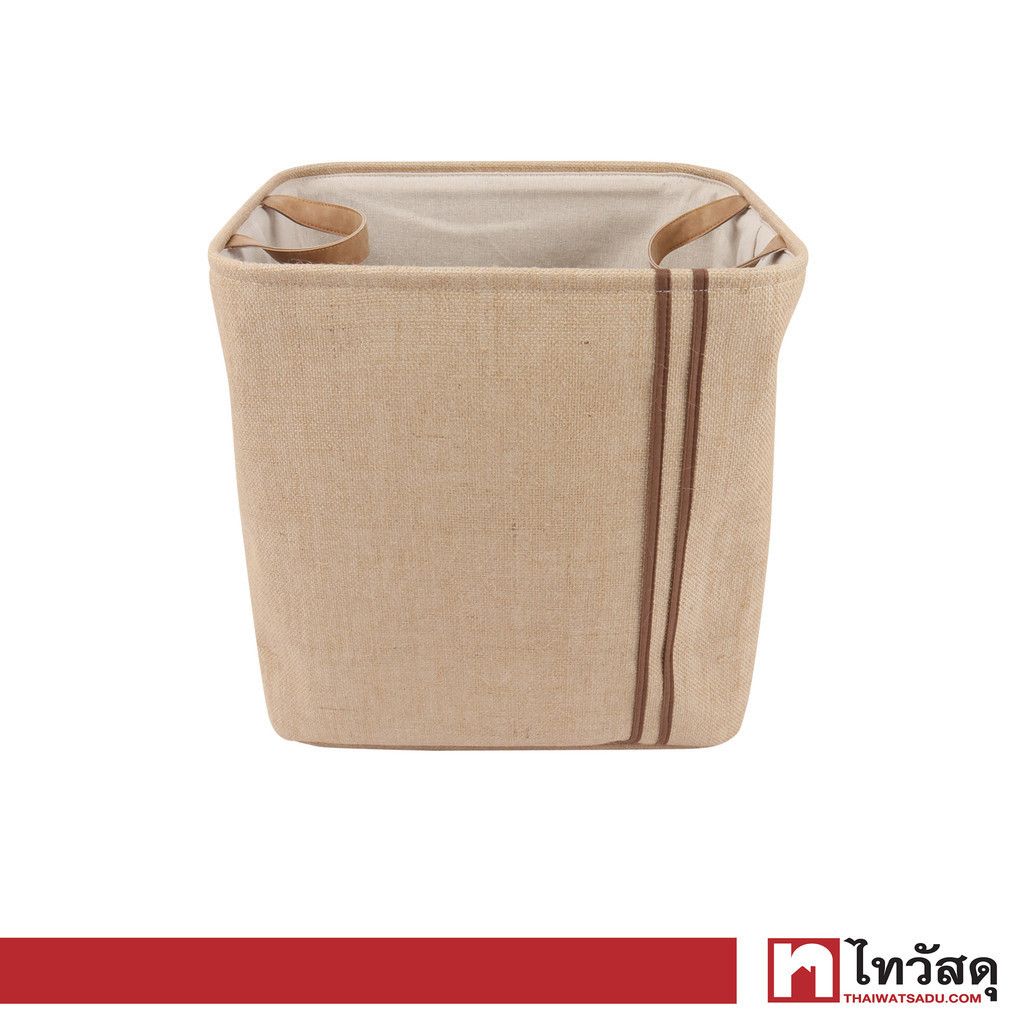 KASSA HOME ถังใส่ผ้าทรงเหลี่ยม แบบมีหูจับ Caramel รุ่น EW96666-XXL ขนาด 43 x 34 x 42 ซม. สีน้ำตาล