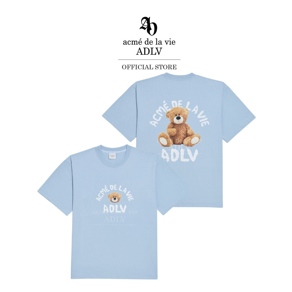 ADLV [acme de la vie] เสื้อยืด Oversize รุ่น Teddy Bear (Bear Doll) Short Sleeve T-Shirt Skyblue Blue