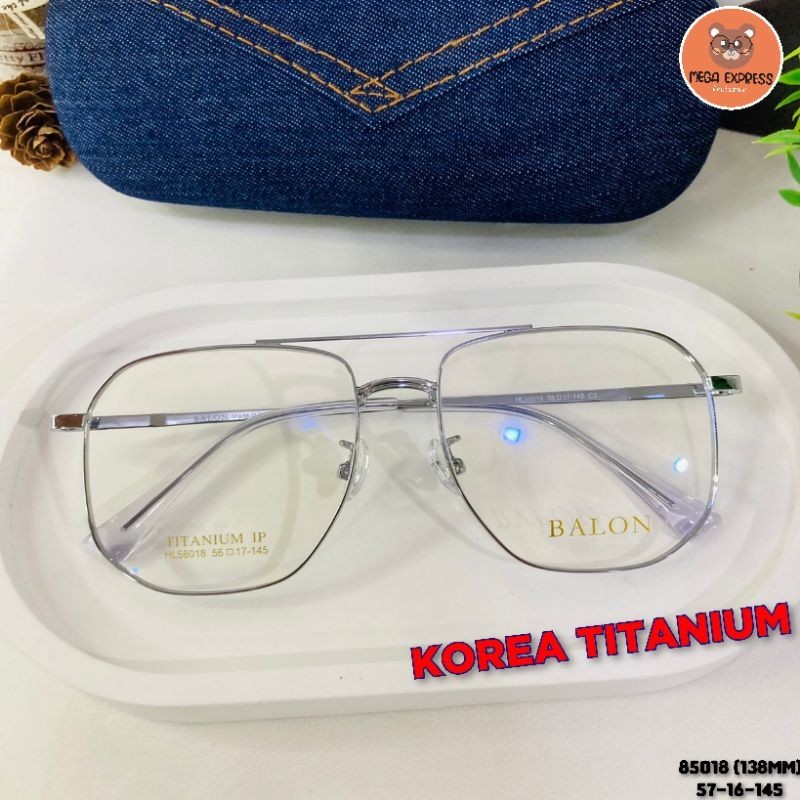 กรอบแว่นตา นักบิน ผู้ชาย ขนาดใหญ่ เบามาก KOREA TITANIUM 58018 พร้อมเลนส์ ตัดแว่น สายตาสั้น ยาว แว่นกรองแสง สั่งตัดเลนส์