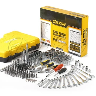 DELTON King Tools เครื่องมือช่าง ประแจ ชุดบล็อก 216 ชิ้น(ชุดใหญ่)ขนาด 1/4 นิ้ว 3/8 นิ้ว 1/2 นิ้ว ชุดประแจ รุ่นDKT-216PCS