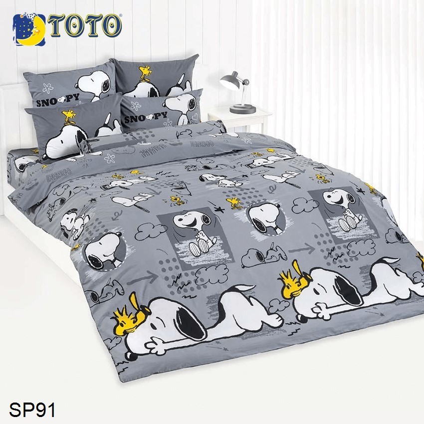 Toto โตโต้ (ครบเซ็ต) ผ้าปูที่นอน+ผ้านวม 3.5ฟุต 5ฟุต 6ฟุต สนูปี้ Snoopy SP91