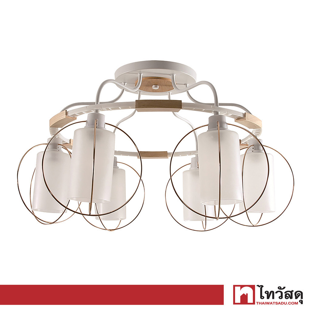 LUZINO โคมไฟแขวนเพดานพลาสติก E27x6 รุ่น 18162/6BC สีขาว - ทอง