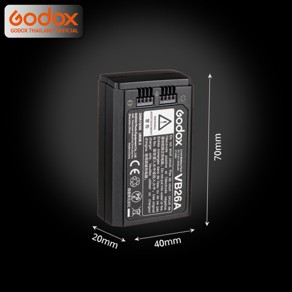 Godox Battery VB26, VB26A, VB26B - For Flash V1, V860III, AD100Pro, MF-R76, etc