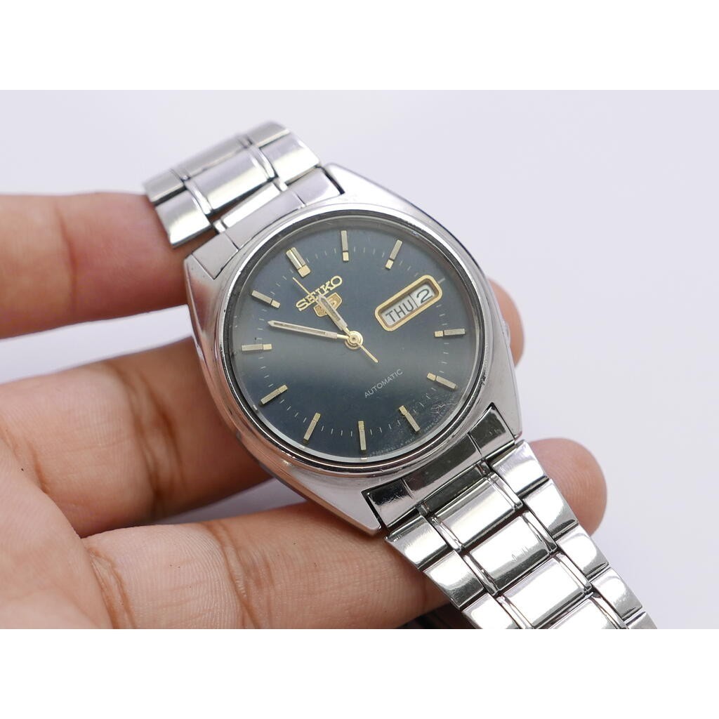 นาฬิกา Vintage มือสองญี่ปุ่น Seiko5 ระบบ Automatic 6309 890B ผู้ชาย หน้าดำ 36มม เสียต้องล้างเครื่อง ขายตามสภาพ