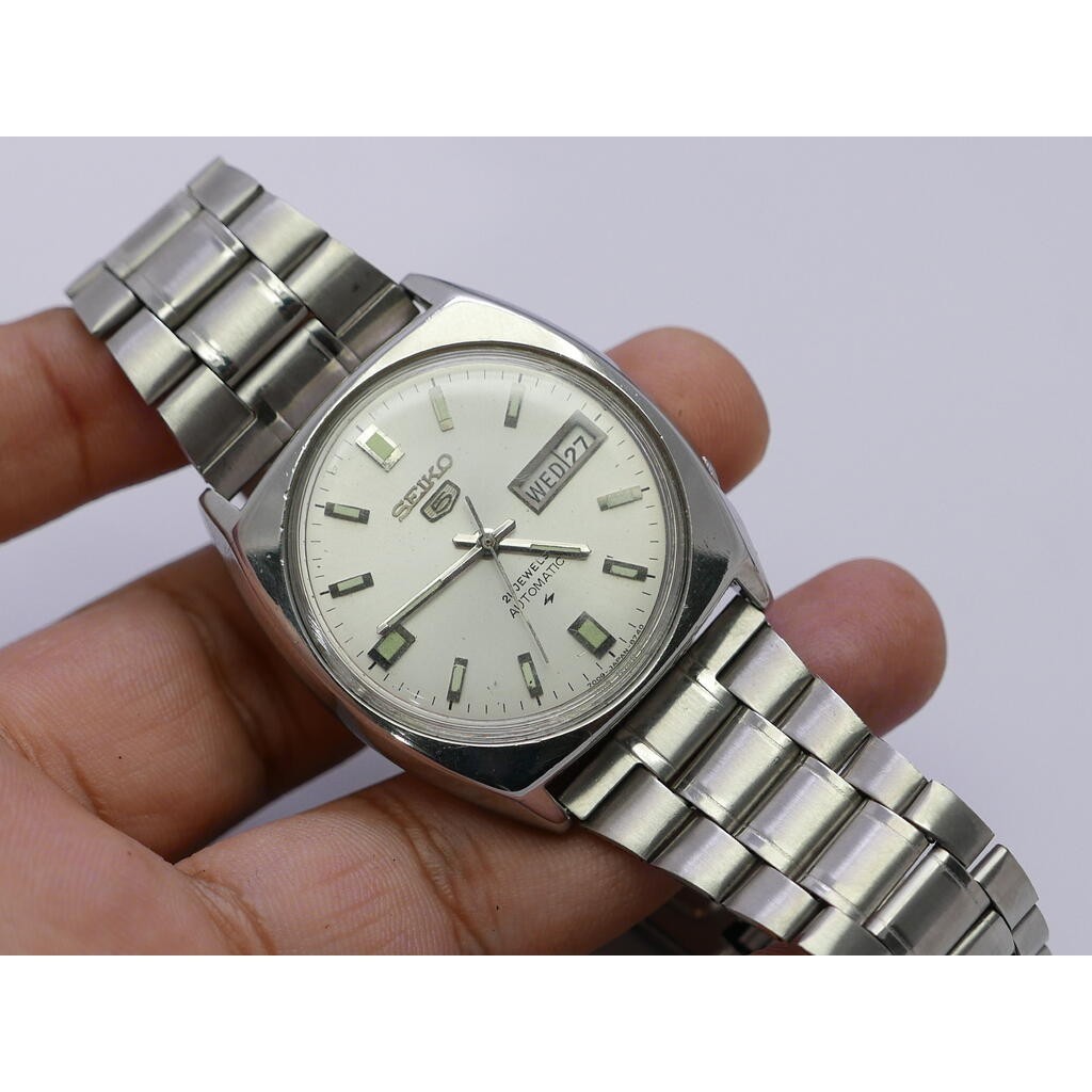 นาฬิกา Vintage มือสองญี่ปุ่น Seiko5 ระบบ Automatic 6309 6240 ผู้ชาย หน้าเทา 36มม เสียต้องล้างเครื่อง ขายตามสภาพ